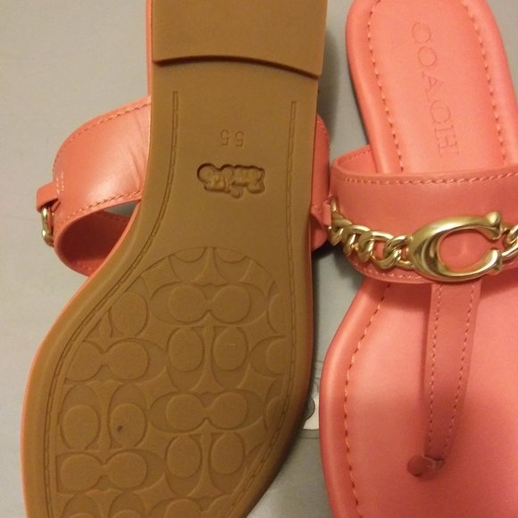 NWOT Coach Jaclyn Sandals Coral/Gold Size 5.5 - Picture 3 of 4